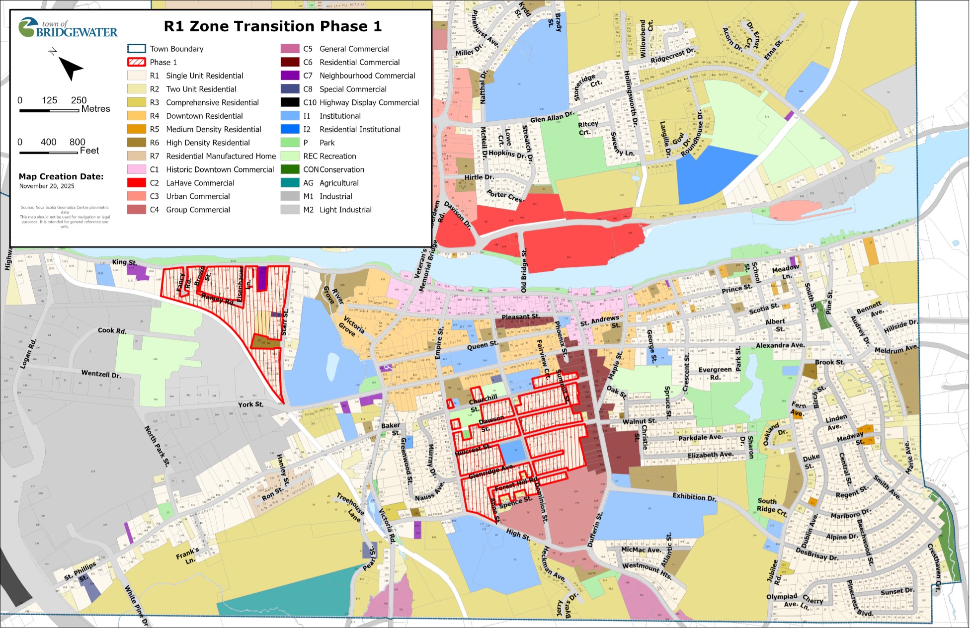 Map showing the first phase of R-1 rezonings.