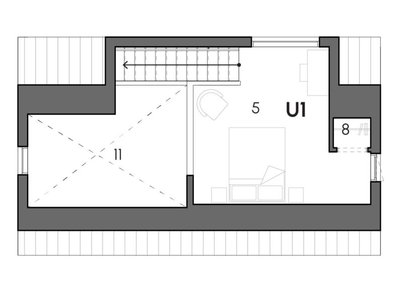 Upper floor plan for ADU Design 2.